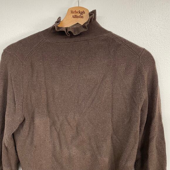 J. Crew Ruffleneck Merino Wool Sweater Deep Chocolate SZ SMALL Classic EUC - Picture 14 of 15